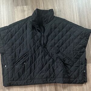 Echo Black Quilted Women's Pullover Puffer Poncho